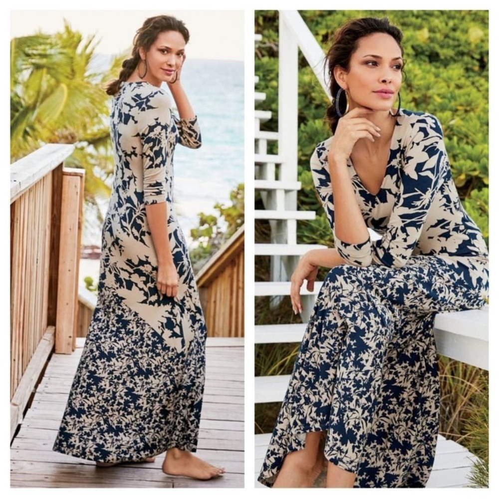 Soft Surroundings Satine Dress Luxe Boho Maxi Floral Soft 3X